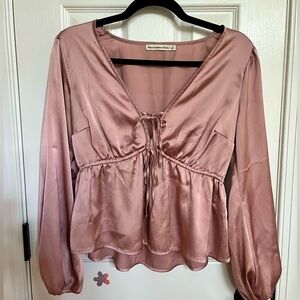 Abercrombie & Fitch Soft Pink Tie Front Blouse